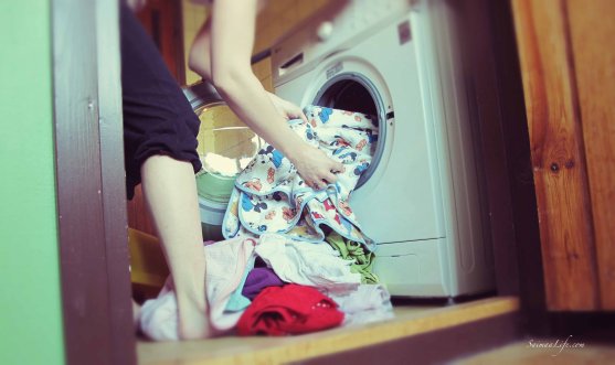 Woman is doing laundry
