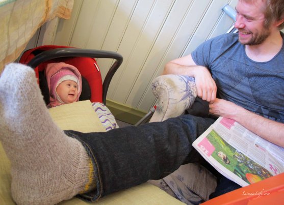 dad and daughter looking at each other