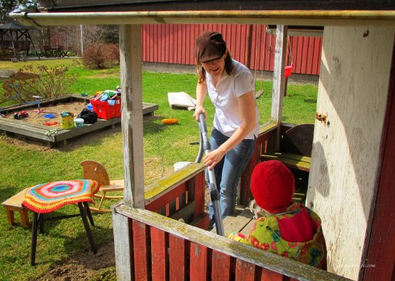 cleaning playhouse porch spring