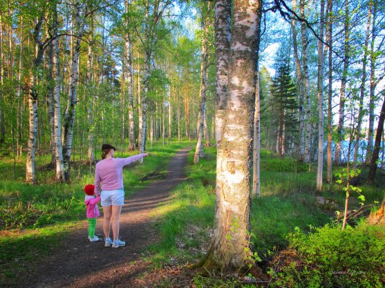 mother-and-daughter-walking-in-forest