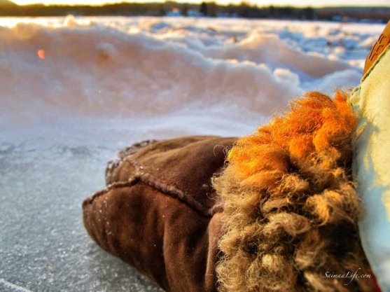 Warm mitten on an ice-bed