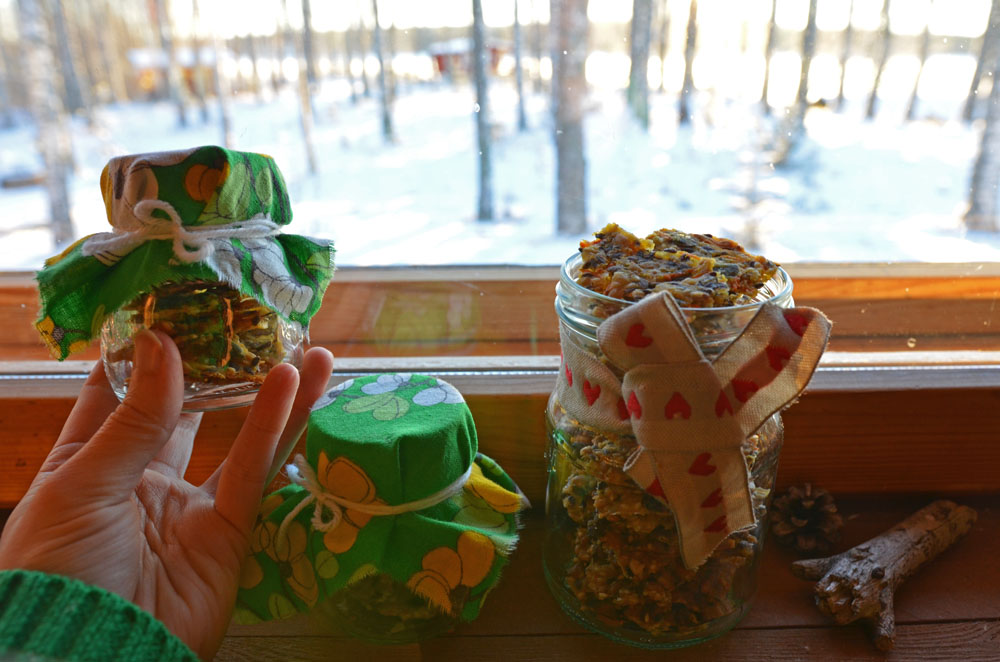 Homemade Seed Crispbread in Decorated Glass Jars