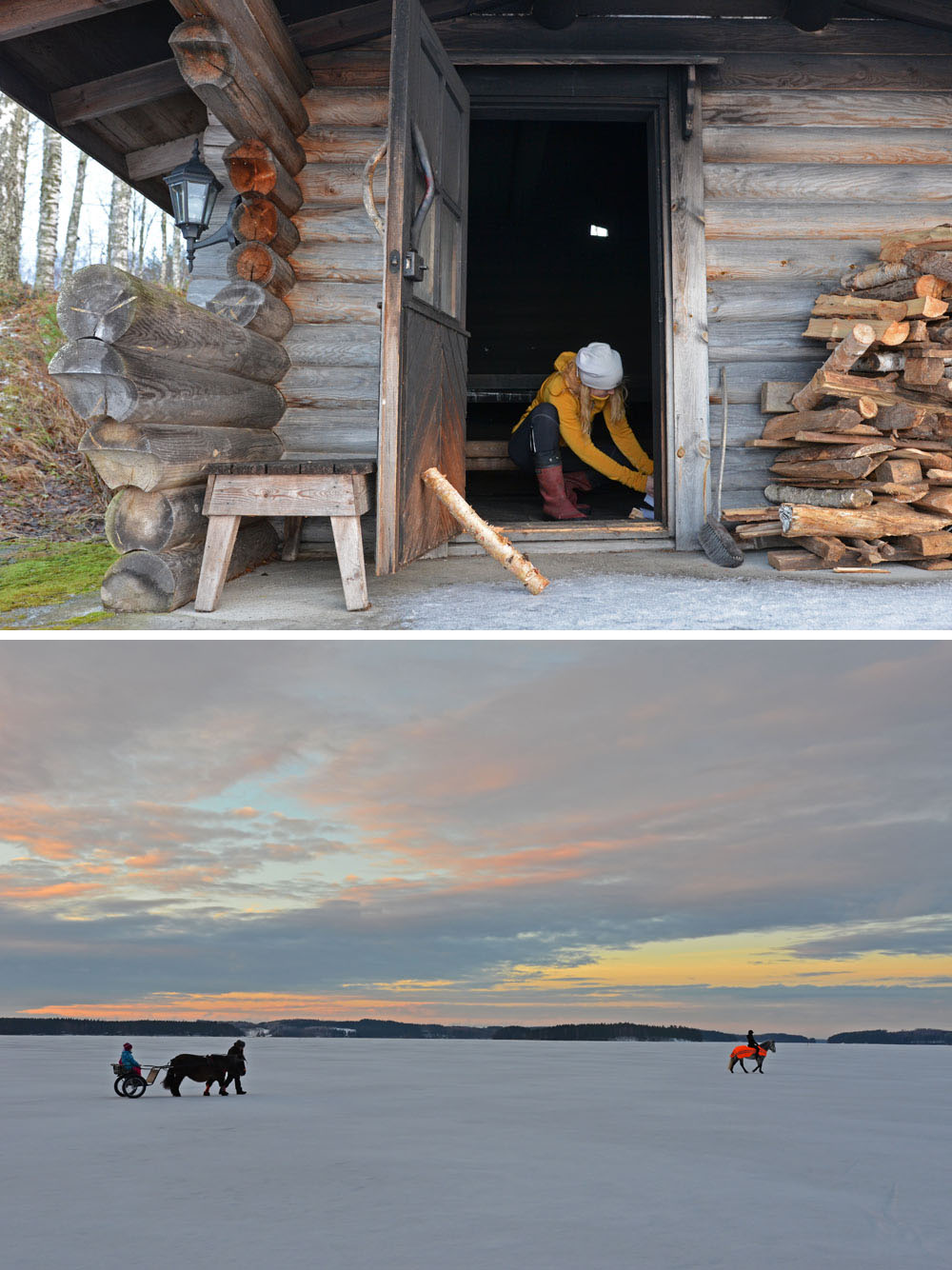 Heating up Smoke Sauna - Winter Day on the Lake