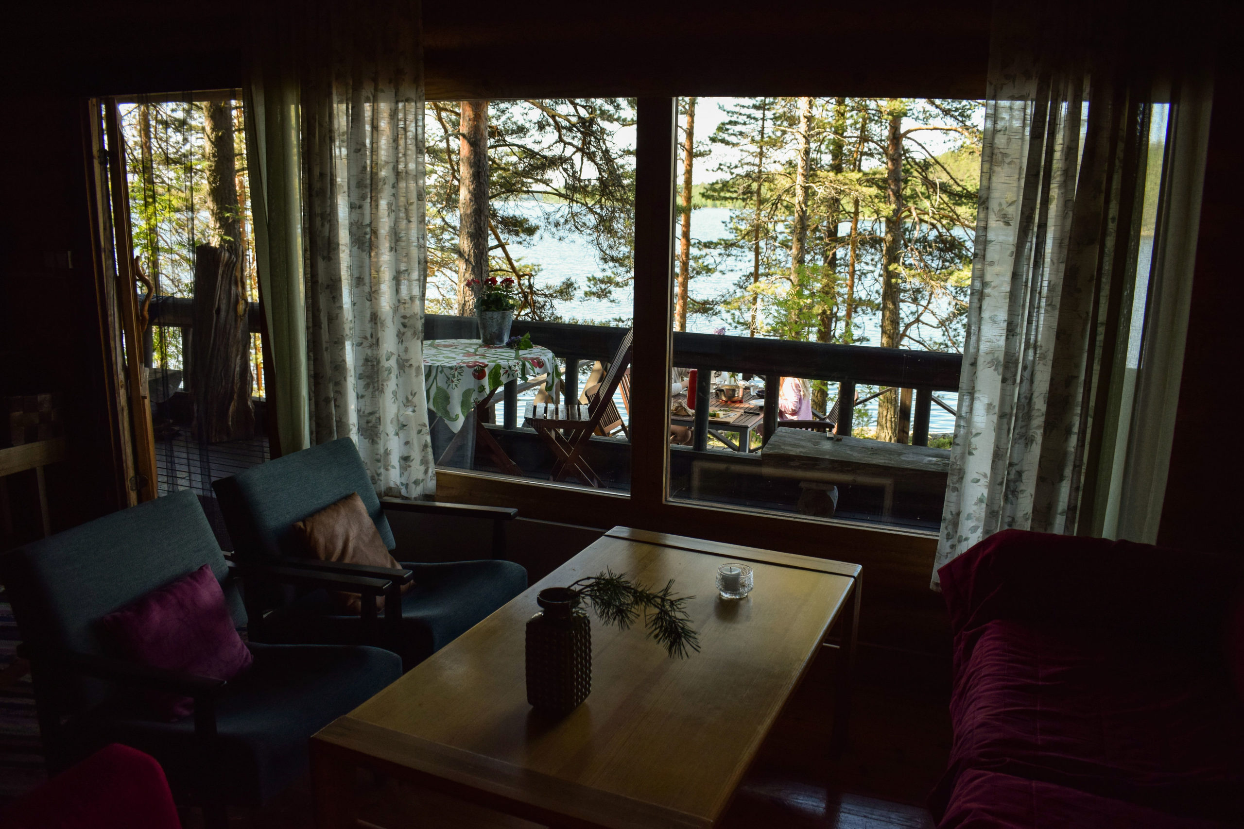 Living room at Kukkoniemen Lomamökit rental cottages in Punkaharju, Saimaa