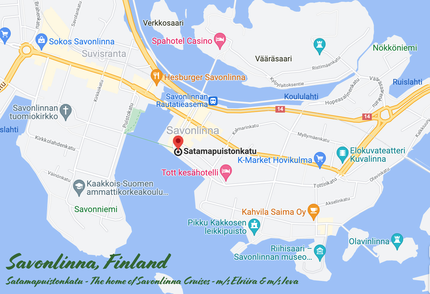 Home harbour of Savonlinna Cruises, m/s Elviira and m/s Ieva